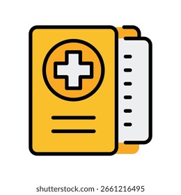 Vetor da pasta do registro médico para o histórico do paciente, ilustração do documento de saúde, sistema de gerenciamento de dados de enfermagem