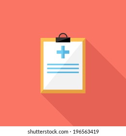 Medical record icon. Flat design style modern vector illustration. Isolated on stylish color background. Flat long shadow icon. Elements in flat design.