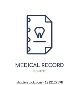 Medical record icon. Medical record linear symbol design from Dentist collection. Simple outline element vector illustration on white background.