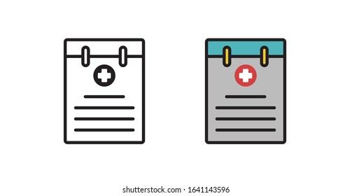Medical record icon in a modern flat style. Vector outpatient card symbol on a white isolated background.