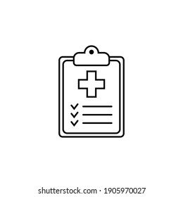 Medical record icon, medical report line icon, vector isolated