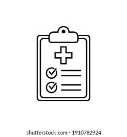 Medical record icon, medical report line icon, vector isolated