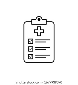 Icono de registro médico, icono de informe médico, vector aislado