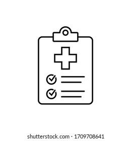 Icono de registro médico, icono de informe médico, vector aislado