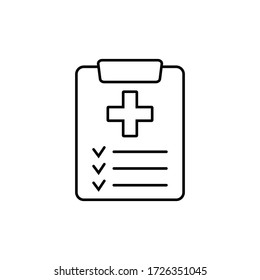 Icono de registro médico, icono de informe médico, vector aislado