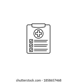 Icono de registro médico, icono de informe médico, vector aislado