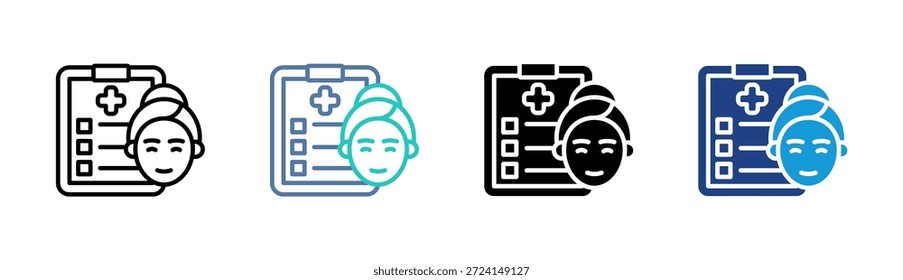 Medical Record icon set multiple style collection