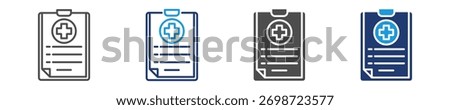 medical record icon set multiple style