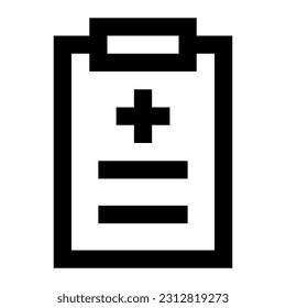 Medical record icon vector designed in outline lineal minimalist bold sharp style (32px artboard 2px stroke)