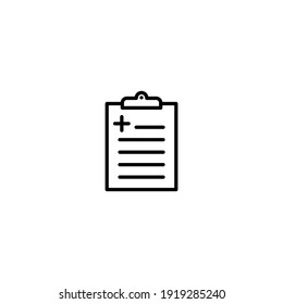 Vector de icono de registro médico para aplicaciones web, informáticas y móviles