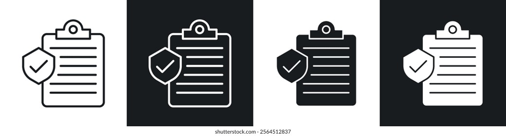 Medical record icons collection in black filled and line style.