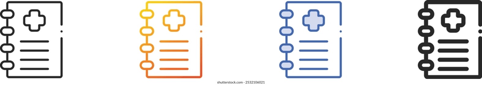 medical record icon.Thin Linear, Gradient, Blue Stroke and bold Style Design Isolated On White Background