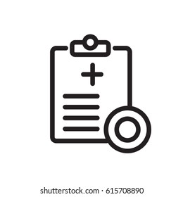 Medical Record line flat vector icon for mobile application, button and website design. Illustration isolated on white background. EPS 10 design, logo, app, infographic