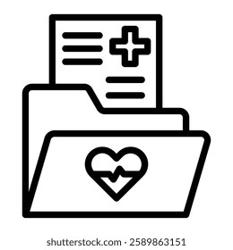 Medical Record Line Icon Design For Personal And Commercial Use