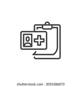 Medical record line icon. linear style sign for mobile concept and web design. Patient record outline vector icon. Symbol, logo illustration. Vector graphics
