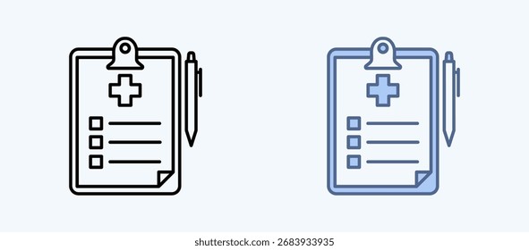 Colección de icono de estilo múltiple de registro médico