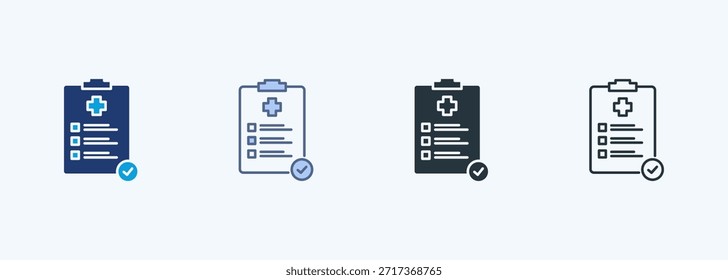 Colección de icono de estilo múltiple de registro médico