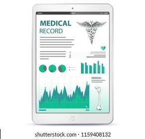 Registro médico en la pantalla del equipo Tablet PC
