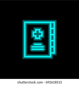 Medical records blue glowing neon ui ux icon. Glowing sign logo vector