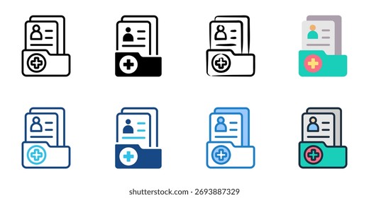 Medical records icon set multiple style collection 
