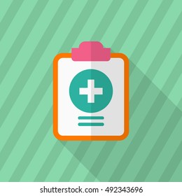 Medical records icon , Vector flat long shadow design.