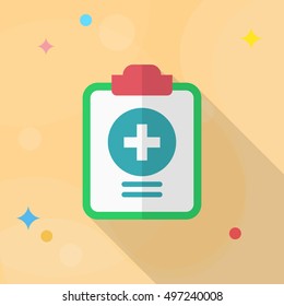 Medical records icon , Vector flat long shadow design.