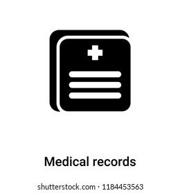 Medical records icon vector isolated on white background, logo concept of Medical records sign on transparent background, filled black symbol