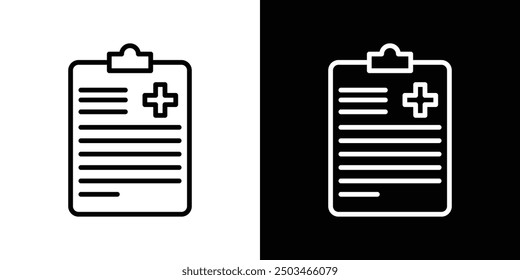 Conjunto de iconos de Vector de línea delgada de registros médicos.
