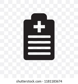 Medical records vector icon isolated on transparent background, Medical records logo concept