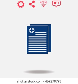 Medical records vector icon on white background.