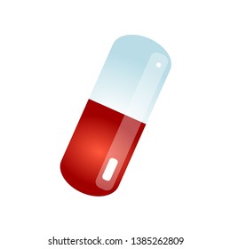 Medical red white capsule pill, for ill cure