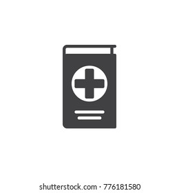 Medical reference book icon vector, filled flat sign, solid pictogram isolated on white. Symbol, logo illustration