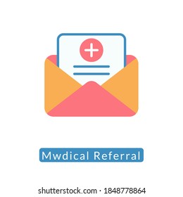 Medical Referral Icon Flat Design Vector Illustration. Isolated On White Background