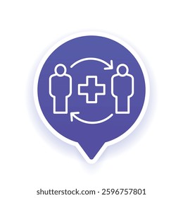 Medical referrals and patients icon, line vector design