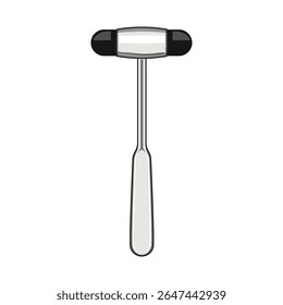 médico reflexo martelo cartoon. exame de ferramenta, instrumento de saúde, resposta de teste médico reflexo martelo sinal. isolado símbolo ilustração vetor