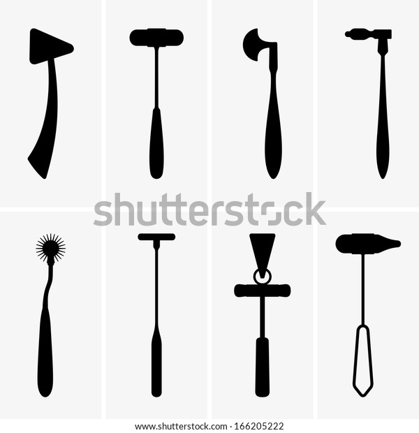 Medical reflex hammers,\
vector symbols
