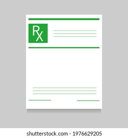 Medical regular prescription form. RX pad template. Vector illustration.