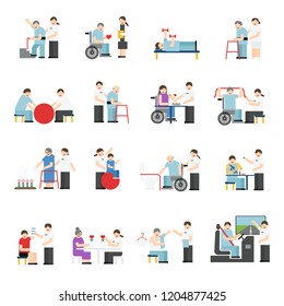 Medical Rehabilitation Activity Elderly Person Disability Stock Vector ...