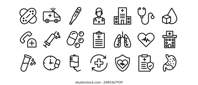 Medical Related related vector icons set.