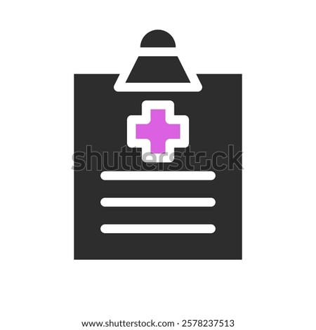 Medical report clipboard with cross on top icon