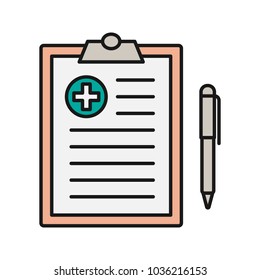 Medical report color icon. Doctor advice. Isolated vector illustration