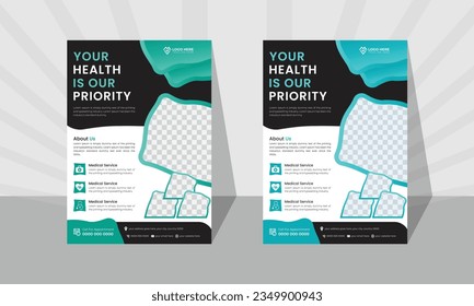 Medical report cover a4 template design, flyer design, two-color scheme, vector template in A4 format.