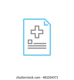Medical report. document with cross line icon, outline vector logo illustration, linear colorful pictogram isolated on white