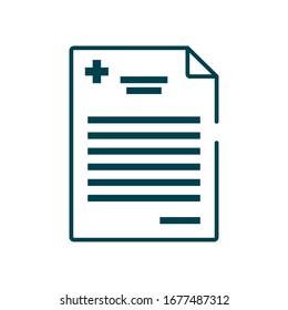 medical report document icon over white background, line style, vector illustration