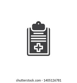 Medical Report document vector icon. filled flat sign for mobile concept and web design. Medical record glyph icon. Symbol, logo illustration. Vector graphics