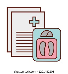 medical report documents weight scale bathroom