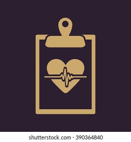 The medical report icon. Medical and ambulance, cardiogram, healthcare symbol. Flat Vector illustration