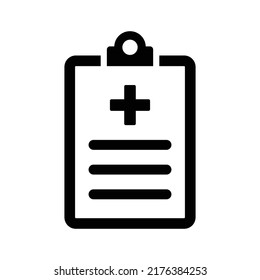 Icono de informe médico. Gráficos vectoriales negros.