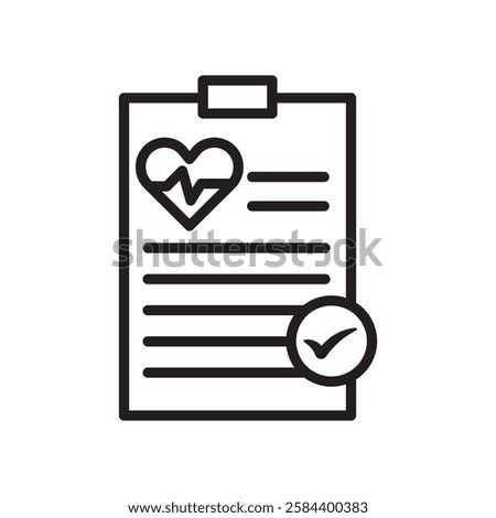 Medical report icon black and white vector outline sign