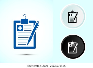 Medical report icon design illustration, Diagnosis report icon, Medical prescription